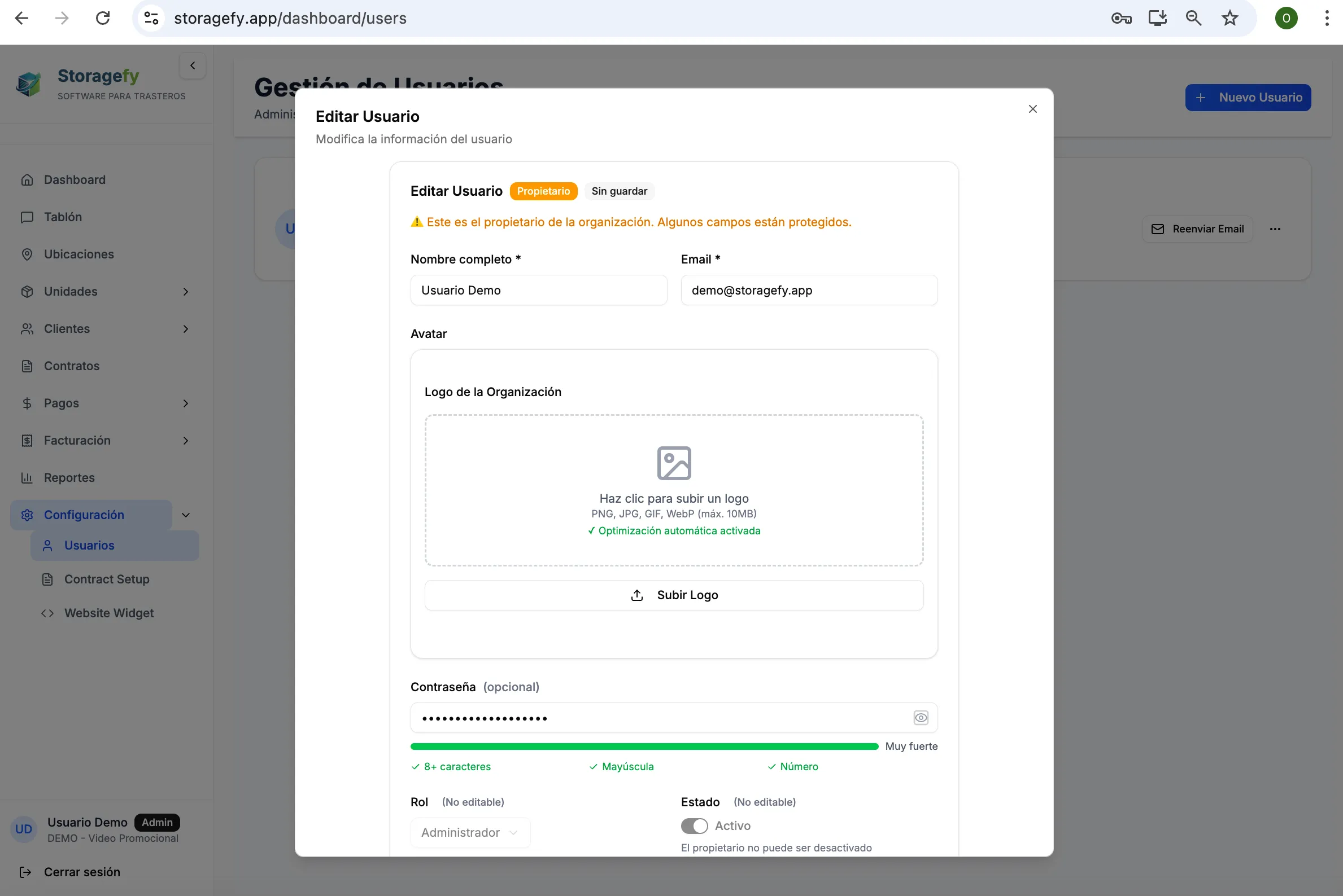 Formulario de Edición de Usuario